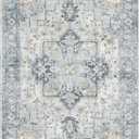 GENIMO 6x9 Area Rugs for Living Room, Non Slip Machine Washable Rugs, Low Pile Chenille Print Rug for Bedroom, Dining Room, Home Office, Blue