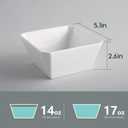 Samsle Porcelain Cereal Bowls, 16 oz Square Serving Bowls Set, 5 Inch White Ceramic Bowls for Salad, Soup, Snack, Dessert and Marmalade, Dishwasher & Microwave Safe, Set of 6