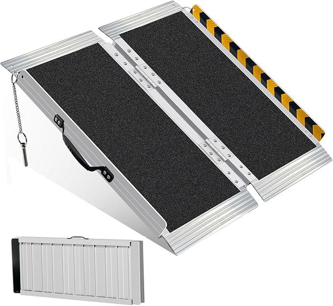 3FT Portable Wheelchair Ramp,Lightweight Foldable Aluminum Ramp for Home Steps, Non-Slip Surface, Supports Up to 600 lbs - Ideal for Wheelchairs, Scooters, and Walkers