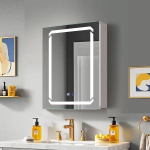 2026 Inch Aluminum Bathroom Medicine Cabinet with LED Mirror & Anti-Fog - Wall Mounted, Recessed/Surface Mount, 2 Shelves, Rust-Resistant Storage (20" W x 26" H)