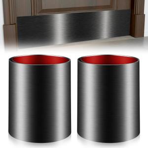 2 PCS Stainless Steel Door Kick Plate, 8" X 36" Kick Plate for Bottom of Door Self-Adhesive Doors Push Plates Dog Doores Scratch Protector for Doors Interior or Exterior(Brushed Black)