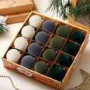 PullCrease 24 Pcs Velvet Christmas Ornaments 2.36 Inch Neutral Shatterproof Plastic Velvet Balls Flocked Ornaments for Christmas Tree Hanging Decorations (Gray, Sage Green, Hunter Green, Cream)