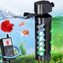 Aquarium U-V Filter 290GPH w/ Scientific Timer for 40-150 Gallon Fish Turtle Tank Internal Filter Bio Sponge Submersible Power Pump w/ Aeration Deodorization Saltwater Freshwater Green Clean Machine