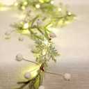 Norfolk Pine String Lights & White Berry 6.5FT & 25LEDs Delicate Christmas Garland with Lights Battery Operated with Remote Ideal for Indoor & Outdoor Decorations Petite Christmas Garland for Mantle