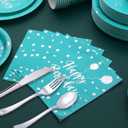 175PCS Teal Party Decorations Teal Birthday Plates and Napkins Party Supplies Includes Disposable Paper Plates and Napkins, Cups, and Plastic Silverware for Birthday, Baby Shower, Serve 25 Guests