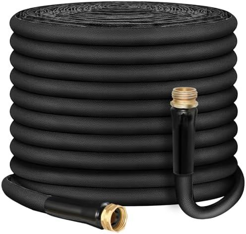 Non-Expandable Garden Hose 15feet, Water hose, Tough and Flexible, Lightweight, Crush Resistant Fittings, Kink and Tangle Free, Rust Proof