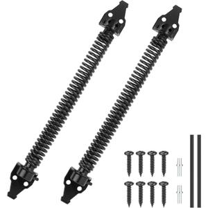 14" Gate Spring Self Closing Heavy Duty Outdoor Door Spring Automatic Metal Gate Closure Hardware with Adjustable Tool for Wooden and Vinyl Fence, Black, 2 Pcs