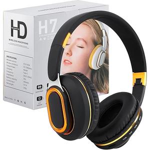 Bluetooth Headphones, Foldable Wireless Over-Ear Headphones with Hidden Mic for Cell Phone, Laptop, PC, Suitable for Music, School, Workouts, and Gaming (Black)