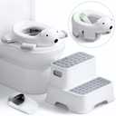 Baby Potty Training Seat with Step Stool, Potty Training Toilet for Baby to Toddler with Trash Bags and Spout Extender, Kids Portable Potty and Step Stool Set