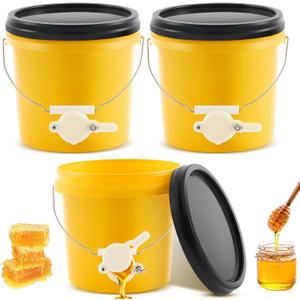 3 Pcs 2 Gallon Honey Bucket with Gate Honey Extractor Equipment Food Grade Bucket Food Safe Buckets with Lid for Beekeeping Supplies Extracting Storage