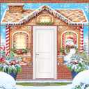 3PCS Christmas Gingerbread House Door Cover Banner Gingerbread House Man Classroom Door Decorations Banner for Outside Holiday Christmas Snowman Wall Porch Sign Background Decor