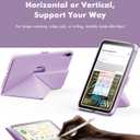 INFILAND Case for iPad mini 7 (A17 Pro) 2024 / iPad mini 6 2021, Magnetic Origami Slim Protective Case, Book-Style Foldable Cover with Pencil Holder, Multi-Angle Stand, Auto Wake/Sleep, Purple