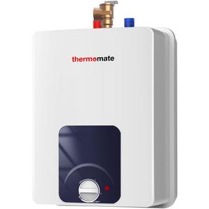 thermomate Mini Tank Water Heater Electric, ES250B 2.5 Gallon Point of Use Under Sink Water Heater, 120V Corded Wall or Floor Mounted, UL Listed
