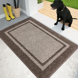 PURRUGS Dirt Trapping Door Mat 24" x 36", Non-Slip Machine Washable Entryway Rug, Entrance Mat, Indoor Front Door Mat, Super Absorbent Entry Rug for Muddy Shoes & Paws, Beige & Grayish Brown