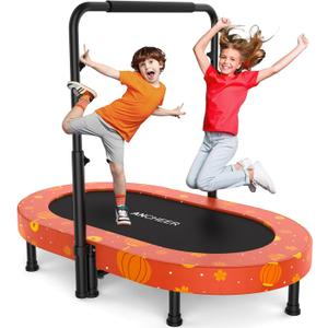 ANCHEER 56" Double Mini Trampoline for Kids, Mini Rebounder with 5-Level Adjustable Handle, Parent-Child Trampoline for Kids, Max Load 220lbs, Fun for Indoor/Outdoor (LE-Red Lantern)