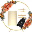 7.2 Ft Round Balloon Arch Stand Gold Backdrop Frame for Wedding, Birthday, Baby Shower, Graduation, Party Decoration-Heavy Duty Steel with Carry Bag-JC HUMMINGBIRD