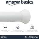 Amazon Basics No Drilling Spring Tension Curtain Rod, Easy to Install, Adjustable 54-90" Width, Sturdy, White, Classic Finial