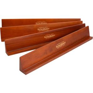 Wooden Domino Holders Set of 4 Wooden Domino Racks for Mexican Train Dominoes Accessories Domino Stand for Domino Tiles, Mexican Train, Mahjong, Chicken Foot and Other Domino Games (1 Row Dark Red)