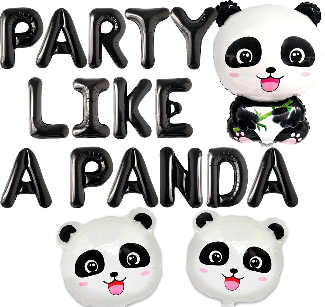2 x JeVenis Party Like A Panda Balloon Party Like A Panda Banner Panda Birthday Decoration Panda Party Decoration Panda Party Supplies Panda Balloon