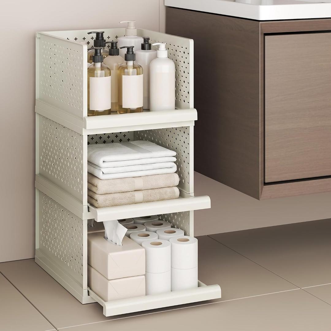 Storage Drawers, 12.8" wide Cupboard Organiser, Bathroom Stackable Shelf