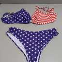 Tainehs Women's Two Piece Bikini Sets O Ring Front Top Ditsy Floral Triangle Swimsuits Cheeky Bathing Suit American Flag XL