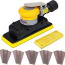 2-3/4" x 8" Dust-free Air Orbital Sander, 70 mm x 198 mm 1/8 in Orbit, 10,000 Max OPM Dust Bag Style Central Vacuum with Extra Hook-Loop Pad and 15pcs (80/120/180/320/400) mesh sandpapers
