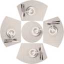 SHACOS Small Round Table Placemats Set of 5 Wedge Shaped Place Mat with Centerpiece Round Mat Heat Resistant Table Mats Washable (5, Beige)