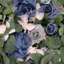 Ling's moment 2pcs Wedding Flowers Garland Artificial Floral Swag Arch Decorations Rose Greenery Arrangements Dusty Blue & Navy Ceremony Reception Garden Easel Wall Entryway Outdoor (NOT Include Sign