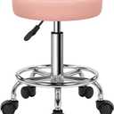 KKTONER Round Rolling Stool Chair PU Leather Height Adjustable Swivel Drafting Work SPA Shop Salon Stools with Wheels Office Chair Small (Pink)