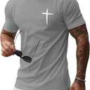 Mens Short Sleeve Cotton T-Shirts Crew Neck Jesus Cross Printed Shirts Faith Christ Shirts (X-Large, Black)