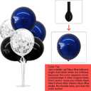 TONIFUL 4 Set Black Blue Silver Confetti Balloon Centerpieces for Table,Balloon Stand Kit for Graduation Decorations 2026 Blue Party Decorations,Retirement,Anniversary,Birthday Decoration for men, 12 Inches