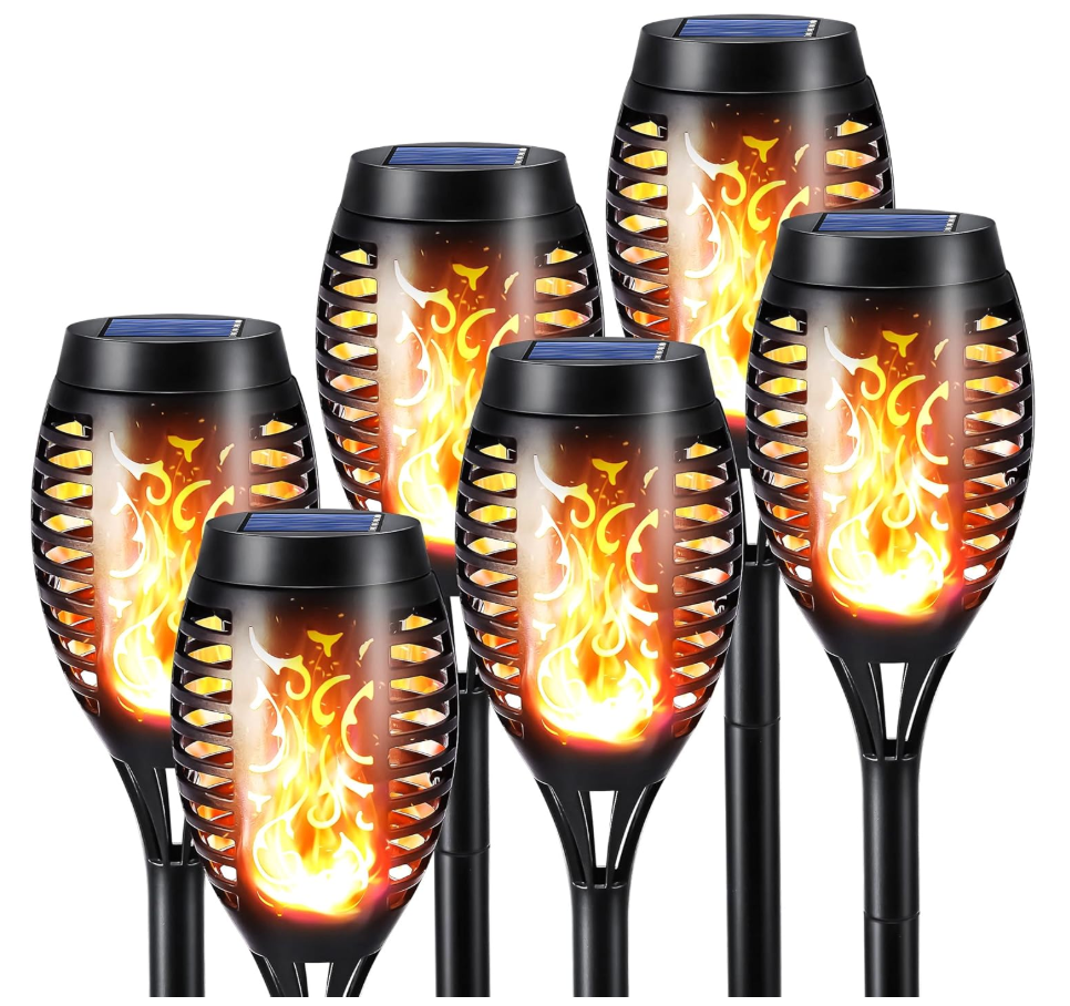 Toodour Solar Torch Flame Lights, 6 Pack Solar Lights Outdoor with Flickering Flame, Waterproof Patio Light Landscape Decoration Lighting for Garden, Lawn, Yard, Outdoor Decorations