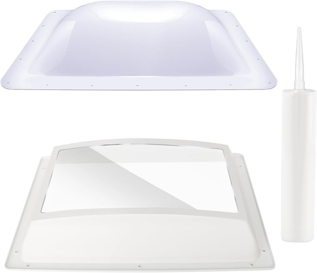 RV Skylight Replacement Bundle,18" x 26" RV Shower Skylight Cover Outer Dome Fit 14" x 22" Openings for Camper Motorhome Bathroom,Inner Dome with Window 14" x 22"+Polyurethane Adhesive Sealant,White