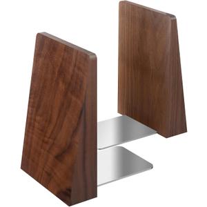 Walnut Book Ends Heavy Duty Handmade Book Ends for Shelves Decorative Bookends to Hold Heavy Books (Black Walnut Wood Large)
