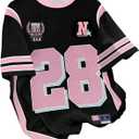 Girl's Jersey Shirts Color Block Number Graphic Tees Short Sleeve Crew Neck Sports T Shirt (Pink and Black) 12Y