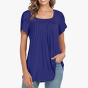 Xpenyo Womens Tops Casual Summer Square Neck Short Sleeve Tunic Shirts Hide Belly Loose Flowy Tunic Blouses Medium