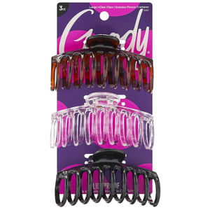 Goody Classics Large Sprial Claw Clips , Assorted Colors  Great for Easily Pulling Up Your Hair  PainFree Hair Accessories for Women, Men, Boys, and Girls, 3 Count (Pack of 1)