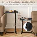 Tinysun C Shaped End Table with Adjustable Height, Couch Tables that Slide Under, Heavy-Duty Metal Sofa Side Table for Living Room, TV Tray for Eating, Lap Desk for Laptop, Small Spaces