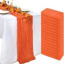 pepmily 16 Pack Table Runner Orange Cheesecloth 10ft Boho Gauze Fabric 120 Inch Cheese Cloth Table Runner Rustic Sheer for Holiday Baby Shower Party Décor Home Wedding Decoration