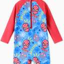 Disney Marvel Stitch Cars Spiderman Mickey Mouse Baby Boy Swimsuit Infant Toddler Bathing Suit UPF 50+ Zipper Long Sleeves (Blue)