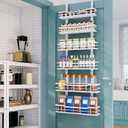 Eastherry Over The Door Pantry Organizer6-Tier Over The Door Organizer with Adjustable BasketMetal Hanging Pantry Organizers and Storage for Kitchen, Back of Door Seasoning Rack (White)
