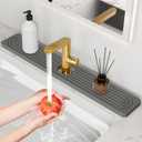 24'' Longer Faucet Mat for Kitchen Sink [Diatomite Stone Super Fast Drying] Stone Faucet Mat for Kitchen Sink Splash Guard Sinks Stones Quick Dry Around Faucets Stones Drying Mats Bathroom