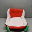 Interesting Red Christmas Cat Dog Bed, Pet Sleigh Bed, Sofa, Indoor and Outdoor Plush Synthetic Fur, Christmas Holiday Themed Pet Bed, Washable and Highly Durable (CC)