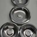 4 Pack Stainless Steel Reflector Bowls Universal Drip Pan Kits Gas Stove Burner Rings Replacement for Amana Crosley Frigidaire Maytag Whirlpool Two 6-Inch and Two 8-Inch
