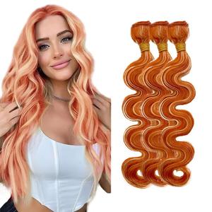 Ginger Body Wave Bundles Highlight Human Hair Bundles 16 16 16 Inch Unprocessed Virgin 2 Tone Orange Mixed With Blonde Bundle Soft Real 613 Hair Weave