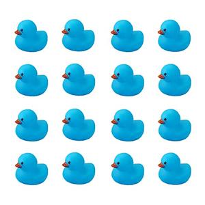 Bath Duck Toys 16 PCS Blue Mini Rubber Ducks Squeak and Float Duckies Baby Shower Toy Party Decoration for Toddlers Boys Girls