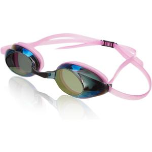 Sporti Unisex Adult Antifog S2/S3 Mirrored Goggle - Anti-fog lenses, Sleek Goggles For Swimming With Durable Construction (Gold Mirror Smoke Lens/Pink Frame)