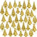 Thyle 140 Pcs Mini Golden Christmas Trees for Xmas Decorations Christmas Vase Filler Small Golden Xmas Tree Statue for Home Table Scatters Stocking Stuffers Favor Vase Filler