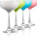 TABLE 12 5.8-Ounce Mini Coupe Cocktail Glasses, Glass Cups Set of 4, Champagne Glasses in Assorted Colors, Lead-Free European Crystal, Break Resistant Coupe Glass, Pack of 8 (32 total glasses)