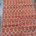 JONATHAN Y SMB108P-9 Ourika Moroccan Geometric Textured Weave Indoor Outdoor Area Rug, Bohemian Rustic Scandinavian Easy Cleaning, Bedroom, Kitchen, Backyard, Patio, Non Shedding, 9 X 12, Orange/ Cream